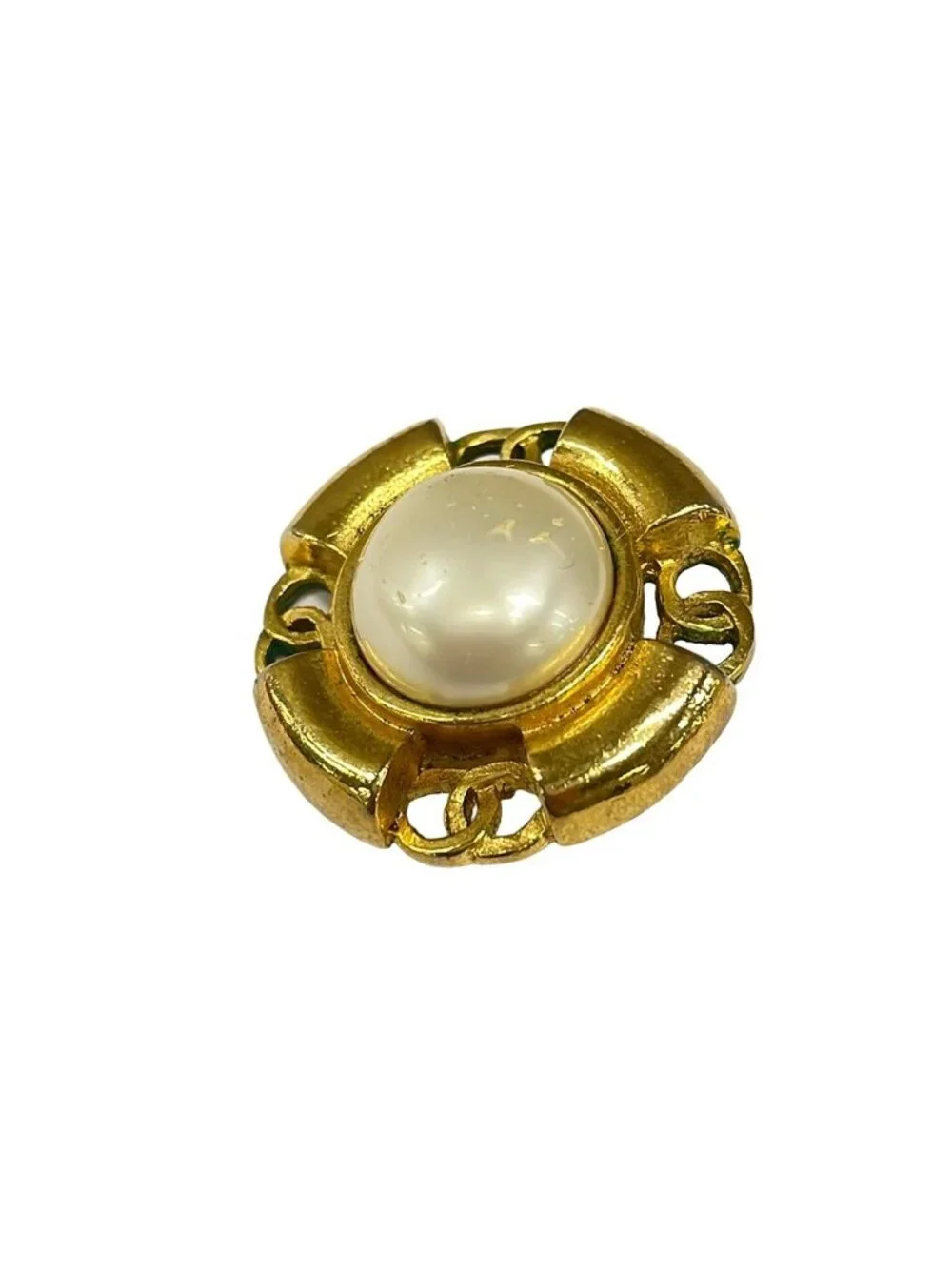 Chanel Earrings Gold Ivory CC Logo